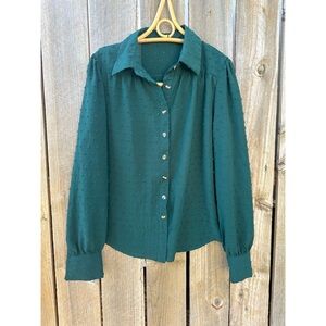 green button down blouse
